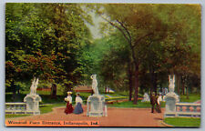 Postcard Indiana IN c.1910's Woodruff Place Entrance Indianapolis Y4 picture