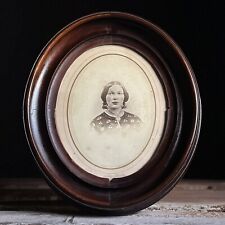 Antique Photograph Portrait of Woman, Oval Walnut Frame picture
