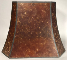 New Rectangle Mica Lamp Shade, Antique Amber Cut Corner, Copper Foil Frame picture