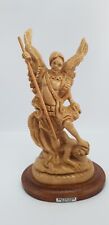 St. Michael Archangel Olive Wood Statue Handmade: Blessed Gift, Home Decor picture
