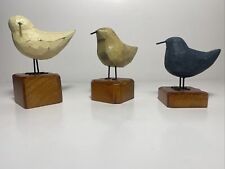 Set Of Three Vintage Wooden Carved Birds- Handcrafted Group picture