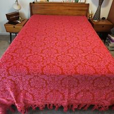 Pink Red Woven Italian Bedspread Blanket Jacquard Baroque VTG 96