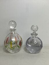 Two Unique Antique Crystal Glass Perfume Bottles Italy Floral picture