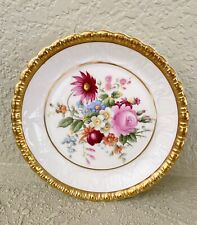 Vtg Coalport BoneChina Floral Trinket Gilded Jewelry Dish Display Made In Englan picture