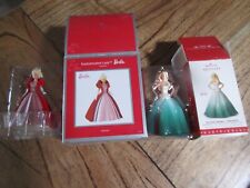 Lot of 2 Barbie American Greetings & Hallmark Christmas Holiday Ornaments picture