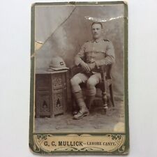 c.1890 BRITISH UNITED KINGDOM ARMY SOLDIER PAKISTAN LAHORE CDV PHOTO 6.5”x4.25 picture
