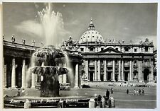 Rome St. Peter Square Fountain Vintage Color Photo Postcard, Unposted Card  picture