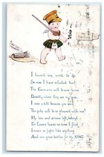 1915 Oilette Off to Berlin WW1 Cupid Soldier Military Kilt Scottish Postcard picture