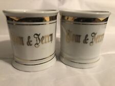2 Vintage Porcelain Collectibles Tom & Jerry Gold Banded Mugs Made in Germany picture