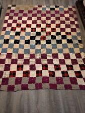 Vintage Hand Tied Homemade Patchwork Quilt 77x63 picture