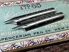 Two Rare Vintage Spencerian Librarian Stub No 45 Antique Fine Point Dip Pen Nibs picture