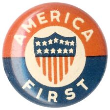 c. 1940 Pre WWII Isolationist AMERICA FIRST Committee Lindbergh Button (2519) picture