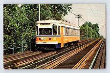 Postcard SEPTA Railroad Train Red Arrow Brill Upper Darby PA 1970s Unposted picture
