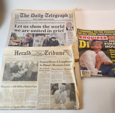 Historic newspaper coverage of Princess Diana death, including National Enquirer picture