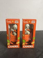 VTG 70s Lot of 2 Gurley Glow in the Dark Candles Ghost Trick Or Treat picture