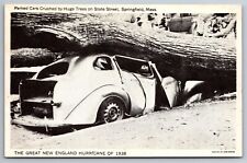 Disaster Hurricane 1938 Springfield Mass Crushed Car Tree State St Postcard F21 picture
