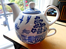 Blue Willow Porcelain Teapot & Cup Stechcol Gracie China picture
