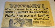 May 7 1945 Victory Edition Laconia NH Newspaper GERMANS SURRENDER picture