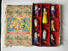 1938 Walt Disney Snow White Seven Dwarfs Bisque Figurines in Original Box Japan picture