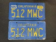 CALIFORNIA PAIR OF LICENSE PLATES BLUE 512 MWC NOVEMBER 2010 LICENSE PLATE TAG picture