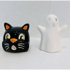 Halloween Candle Holder Black Cat Ghost Tealight Votive Porcelain  picture