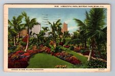 Miami FL-Florida, Vista, Bayfront Park, Antique, Vintage c1936 Souvenir Postcard picture