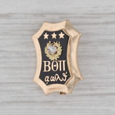 Beta Theta Pi Badge 12k Gold Diamond Enamel Antique 1909 Fraternity Pin picture