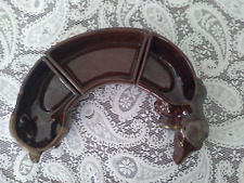 Beautiful 3 Piece Dachshund Weiner Dog Condiment Dish Redware Hand Painted Face picture