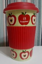 🍎Teacher Theme🍎Ceramic Travel Tumbler with Silicon Lid & Grip - EXC COND‼KCARE picture