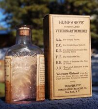 Antique HUMPHREYS' VETERINARY medicine bottle JK embossed HORSE w/ LABEL in BOX picture