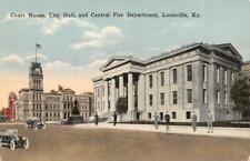 LOUISVILLE, Kentucky KY  COURT HOUSE~CENTRAL FIRE DEPARTMENT   ca1910's Postcard picture