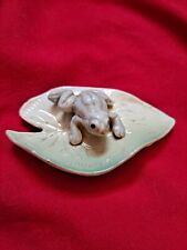 Vintage Brinns Bone China Frog Leaf Mint Green Figurine 3”L x 2”W Made In Taiwan picture