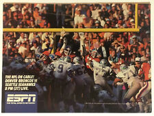 Broncos Seahawks ESPN Sunday Night Football 1987 Vintage Print Ad 11x8 Inches picture