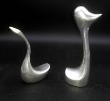 2 (two) Vintage Hoselton Canada aluminum swans sculptures engraved marks MSM picture