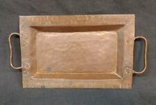 Old Vintage Handmade Hand Tooled Hammered Copper Tray picture