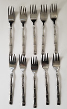 Vintage Borneo Stainless Steel Bamboo Design Fork Set of 10 - Made in Korea picture