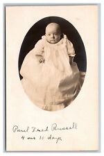 Paul Fred Russell Baby Portrait, RPPC Real Photo Postcard AZO Paper 1910-30 picture
