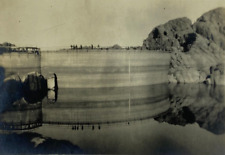 Dam Between Large Rocks With Reflection On Water Photo RPPC picture