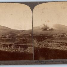 1905 Battle of Port Arthur, China Stereo Real Photo Russian Shell Japan Guns V22 picture