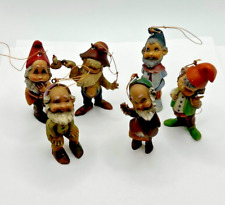 Vintage 3 inch Dwarfs Christmas Ornaments Set of 6 Made in Hong Kong JCS picture