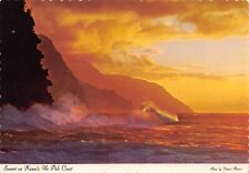 Sunset Along the Lava Ridges on Kauai's Na Pali Coast Hawaii 6x4 Postcard CP364 picture