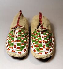 Pair of Vintage Northern Plains Indian Child's Multi-Colored Beaded Moccasins picture
