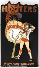 HOOTERS SEXY BASEBALL GIRL WITH GLOVE AND BAT LAPEL PIN - Home-run, Batter-up picture