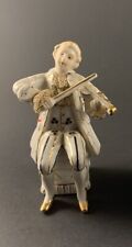 Dresden Lace Style Figurine Violin Player Seated Gold Trim picture