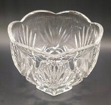 Vintage Lead Crystal Bowl Thick Round Fan Leaf Pattern Fruit Candy Dish  picture