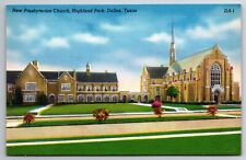 New Presbyterian Church Highland Park Dallas Texas Street View Vintage Postcard picture