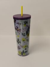 New Starbucks Plastic Cold Cup Pansies 24 oz FY 2021 picture