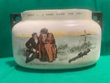 vtg royal doulton gibson girl ceramic golf and dog themed vase w/double handle  picture
