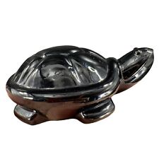 Whimsical Black Art Glass Turtle Figurine Decor Paperweight Glass Vintage picture