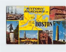 Postcard Historic Highlights Of Boston, Massachusetts picture
